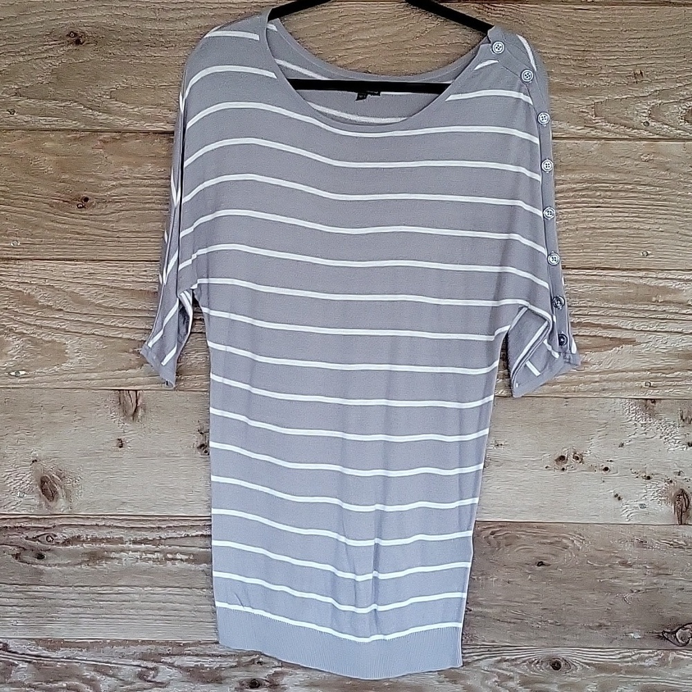 Express Size Small Gray And White Striped Tunic/Mini Dress